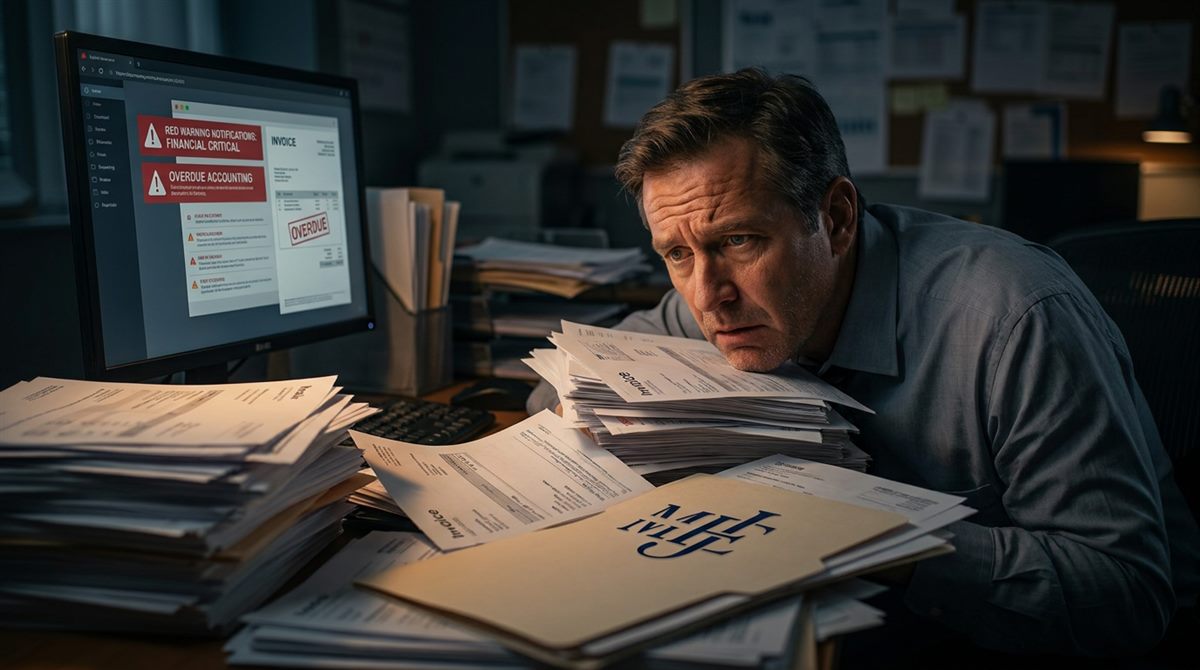 Dirigeant submergé par la paperasse comptable